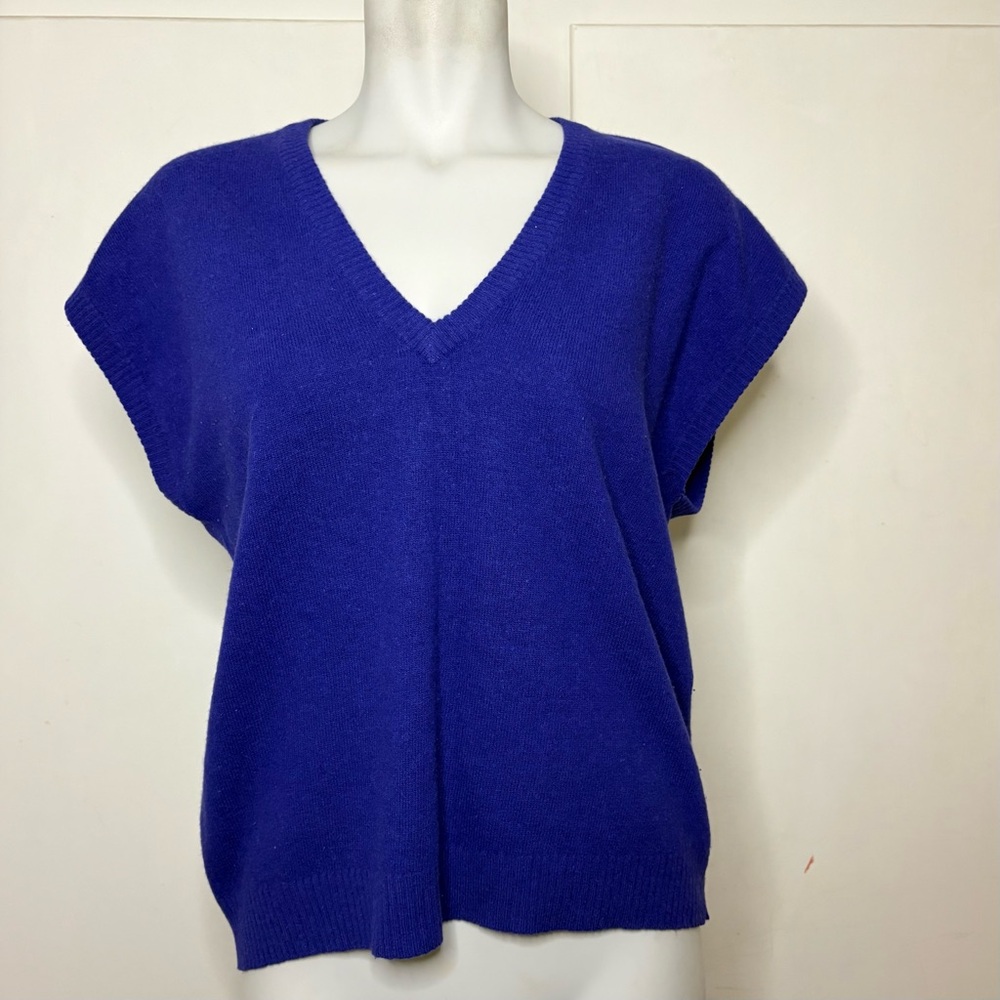 Vintage 80s Purple Wool Angora Oversized V Neck Sweater Vest